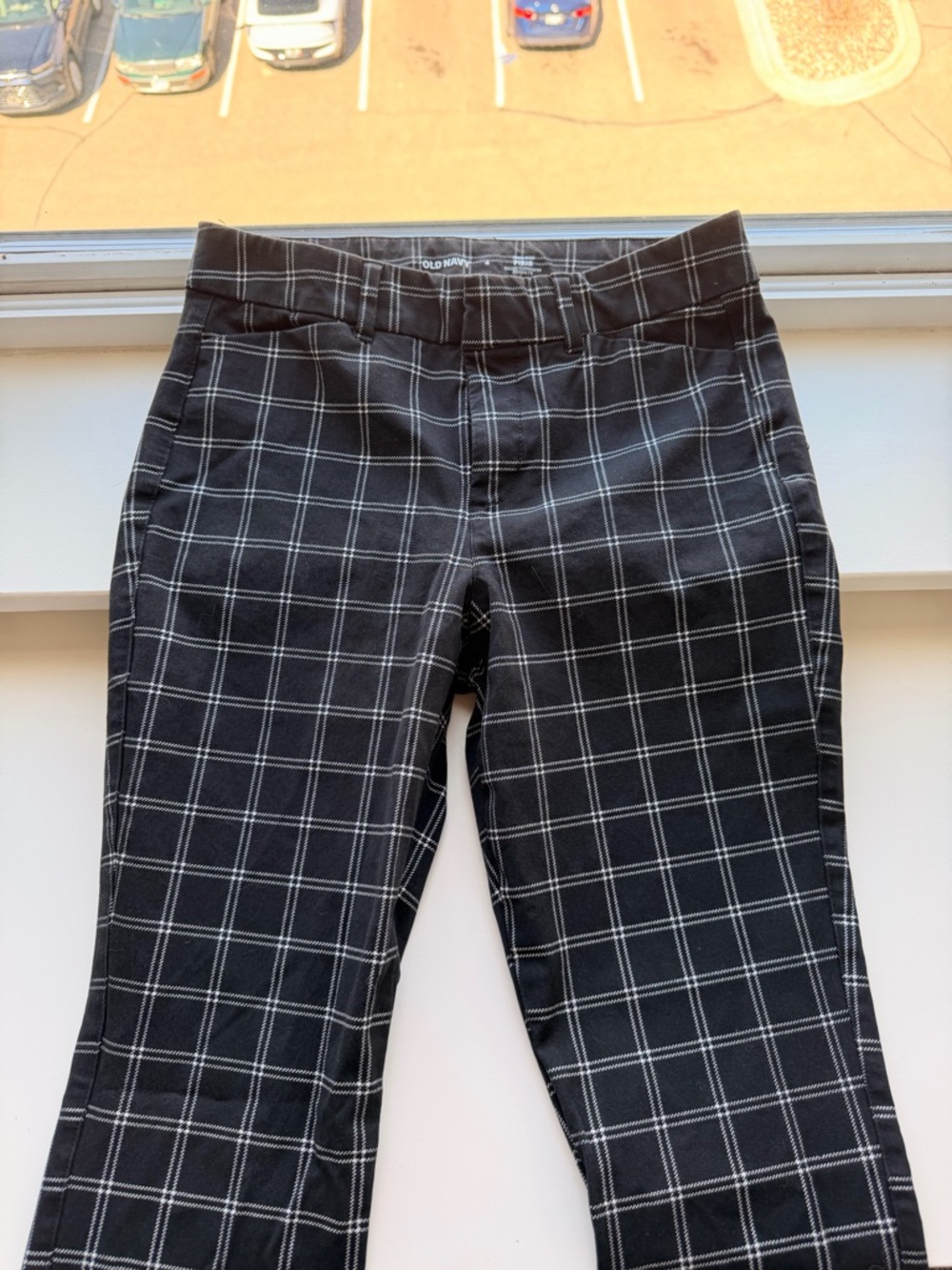 Old Navy Black and White Windowpane Stretch Pants